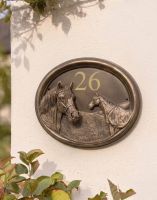 The "Sanshire Stallion" Horse Number Sign Bronze on a Cream Coloured House Wall - Digital Illustration 