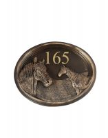 The "Sanshire Stallion" Horse Number Sign Bronze on a White Background 