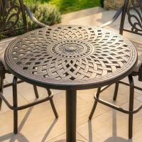 The "Thornhill" 2-Seater High Outdoor Bistro Set - Antique Copper digital illustration table close up