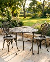 The "Wentworth" 2-Seater Garden Dining Set - Brushed Gold digital illustration