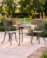 The "Wentworth" 2-Seater Outdoor Dining Set - Antique Silver digital illustration dressed table