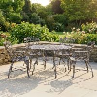 The "Wootton House" 4-Seater Garden Dining Set - Antique Silver digital illustration