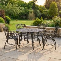 The "Wootton House" 4-Seater Outdoor Dining Set - Brushed Gold digital illustration