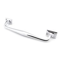 The 230mm Swelled Grip Pull Handle with Roses in Polished Chrome on a White Background The 230mm Swelled Grip Pull Handle with Roses in Polished Chrome on a White Background