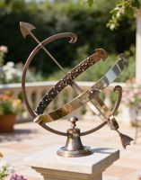 The 24cm "Profatius" Antique Brass Armillary on a Traditional Plinth on a Garden Patio - Digital Illustration The 24cm "Profatius" Antique Brass Armillary on a Traditional Plinth on a Garden Patio - Digital Illustration
