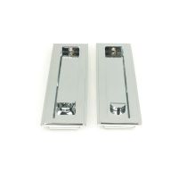 The 250mm Art Deco Rectangular Sliding Pocket Door Privacy Set in Polished Chrome Showing the Front and Rear Section Next to Each Other
