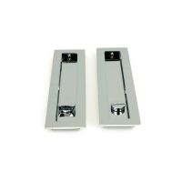 The 250mm Classic Rectangular Sliding Pocket Door Privacy Set in Polished Chrome Showing the Front and Rear Section Next to Each Other