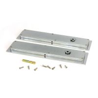 The 250mm Classic Rectangular Sliding Pocket Door Privacy Set in Polished Chrome Shown from Behind with Supplied Spindle and Screws