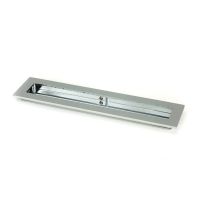 The 250mm Plain Rectangular Flush Pull Handle in Polished Chrome Shown at an Angle on a White Background