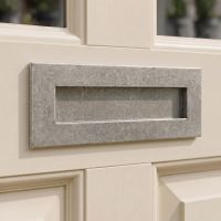 The 25cm Small Cast Traditional Letter Plate in Pewter on a Cream Coloured Door with Glass windows - Digital Illustration The 25cm Small Cast Traditional Letter Plate in Pewter on a Cream Coloured Door with Glass windows - Digital Illustration