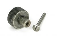 The 25mm "Vesper" Knurled Edge Cabinet Knob in Pewter Displayed on a White Background Shown from Behind with the Screw