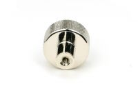 The 25mm "Vesper" Knurled Edge Cabinet Knob in Polished Nickel Displayed on a White Background Shown from Behind