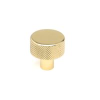 The 25mm Knurled Cabinet Knob (No Rose) in Polished Brass Shown Upright on a White Background The 25mm Knurled Cabinet Knob (No Rose) in Polished Brass Shown Upright on a White Background