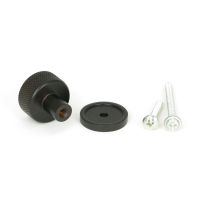 The 25mm Knurled Cabinet Knob on a Plain Rose in Aged Bronze with Fitting Bolt The 25mm Knurled Cabinet Knob on a Plain Rose in Aged Bronze with Fitting Bolt