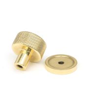 The 25mm Knurled Cabinet Knob on a Plain Rose in Polished Brass Displayed in Separate Sections The 25mm Knurled Cabinet Knob on a Plain Rose in Polished Brass Displayed in Separate Sections
