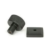 The 25mm Knurled Cabinet Knob on a Square Rose in Aged Bronze Displayed in Separate Sections The 25mm Knurled Cabinet Knob on a Square Rose in Aged Bronze Displayed in Separate Sections