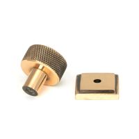 The 25mm Knurled Cabinet Knob on a Square Rose in Polished Bronze Displayed in Separate Sections on a White Background 
