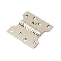 The 2" Heavy Duty Parliament Door Hinges (Pair) in Polished Nickel Shown on a White Background