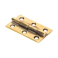 The 2 inch Cabinet Butt Hinges (Pair) in Aged Brass on a White Background
