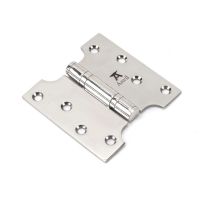 The 2 Inch Heavy Duty Parliament Door Hinges (Pair) in Polished Stainless Steel on a White Background 