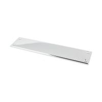 The 300mm Polished Chrome Linear Period Fingerplate Door Push Plate on a White Background