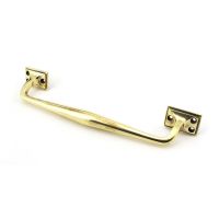 The 300mm Swelled Grip Pull Handle with Roses in Aged Brass on a White Background The 300mm Swelled Grip Pull Handle with Roses in Aged Brass on a White Background