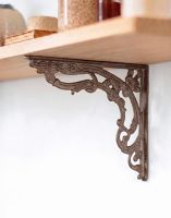 The 30 x 25cm Scroll Design Cast Iron "Victorian Amalina" Wall Bracket Used as a Part of a Wooden DIY Shelf - Digital Illustration The 30 x 25cm Scroll Design Cast Iron "Victorian Amalina" Wall Bracket Used as a Part of a Wooden DIY Shelf - Digital Illustration