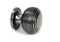 The 30mm "Garrison" Ribbed Beehive Knob in Pewter on a Whitebackground Shown from the Side