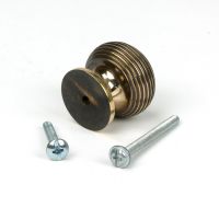 The 30mm Individual Aged Brass Beehive Cabinet Knob Viewed from Behind on a White Background