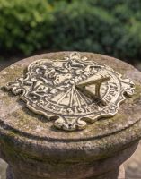 The 310mm Antique Polished Brass "Anaximander" Sundial on a Sunny Stone Pillar - Digital Illustration The 310mm Antique Polished Brass "Anaximander" Sundial on a Sunny Stone Pillar - Digital Illustration