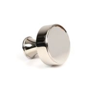 The 32mm "Atelier" Circular Cabinet Knob in Polished Nickel on a White Background Shown from Side on