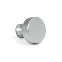 The 32mm "Atelier" Circular Cabinet Knob in Satin Chrome on a White Background Shown Side on