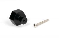 The 32mm "Vanguard" Hexagonal Cabinet Knob in Matt Black on a White Background Shown from Behind with the Screw