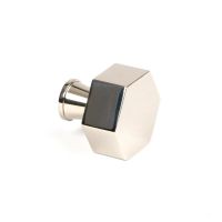 The 32mm "Vanguard" Hexagonal Cabinet Knob in Polished Nickel on a White Background Viewed from the Side