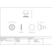 The 32mm Aged Brass Classic Mushroom Cabinet Knob Technical Drawings and Dimensions 