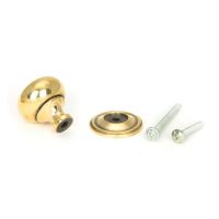 The 32mm Aged Brass Classic Mushroom Cabinet Knob with Bolt Fittings on a White Background 