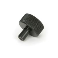 The 32mm Knurled Cabinet Knob (No Rose) in Aged Bronze Shown from Behind on a White Background
