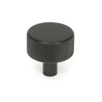 The 32mm Knurled Cabinet Knob (No Rose) in Aged Bronze Shown Upright on a White Background