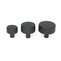 The 32mm Knurled Cabinet Knob (No Rose) in Matt Black Alongside Different Sizes