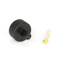 The 32mm Knurled Cabinet Knob (No Rose) in Matt Black Displayed with Fittings