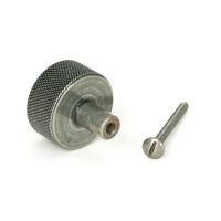 The 32mm Knurled Cabinet Knob (No Rose) in Pewter Displayed with Fittings The 32mm Knurled Cabinet Knob (No Rose) in Pewter Displayed with Fittings