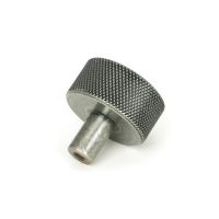 The 32mm Knurled Cabinet Knob (No Rose) in Pewter Shown from Behind on a White Background The 32mm Knurled Cabinet Knob (No Rose) in Pewter Shown from Behind on a White Background