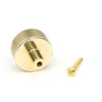 The 32mm Knurled Cabinet Knob (No Rose) in Polished Brass Seen From Behind with Fitting Bolt The 32mm Knurled Cabinet Knob (No Rose) in Polished Brass Seen From Behind with Fitting Bolt