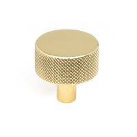 The 32mm Knurled Cabinet Knob (No Rose) in Polished Brass Shown Upright on a White Background The 32mm Knurled Cabinet Knob (No Rose) in Polished Brass Shown Upright on a White Background