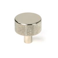 The 32mm Knurled Cabinet Knob (No Rose) in Polished Nickel Shown Upright on a White Background The 32mm Knurled Cabinet Knob (No Rose) in Polished Nickel Shown Upright on a White Background