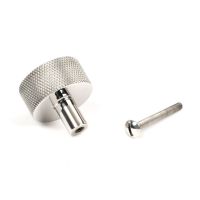 The 32mm Knurled Cabinet Knob (No Rose) in Polished Stainless Steel Displayed with Fittings The 32mm Knurled Cabinet Knob (No Rose) in Polished Stainless Steel Displayed with Fittings