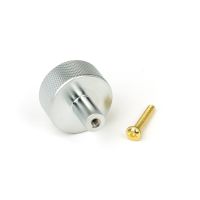The 32mm Knurled Cabinet Knob (No Rose) in Satin Chrome Displayed with Fittings The 32mm Knurled Cabinet Knob (No Rose) in Satin Chrome Displayed with Fittings