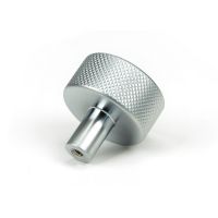The 32mm Knurled Cabinet Knob (No Rose) in Satin Chrome Shown from Behind on a White Background The 32mm Knurled Cabinet Knob (No Rose) in Satin Chrome Shown from Behind on a White Background