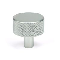 The 32mm Knurled Cabinet Knob (No Rose) in Satin Chrome Shown Upright on a White Background The 32mm Knurled Cabinet Knob (No Rose) in Satin Chrome Shown Upright on a White Background