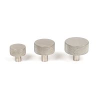 The 32mm Knurled Cabinet Knob (No Rose) in Satin Stainless Steel Alongside Different Sizes The 32mm Knurled Cabinet Knob (No Rose) in Satin Stainless Steel Alongside Different Sizes